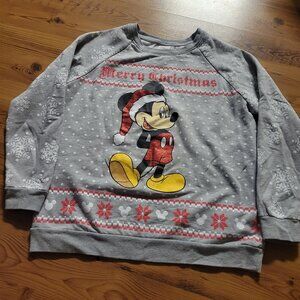 Disney Gray Mickey Mouse Christmas Sweatshirt